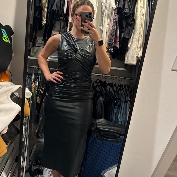 NWT EXPRESS Faux Leather Midi Dress - Picture 4 of 4